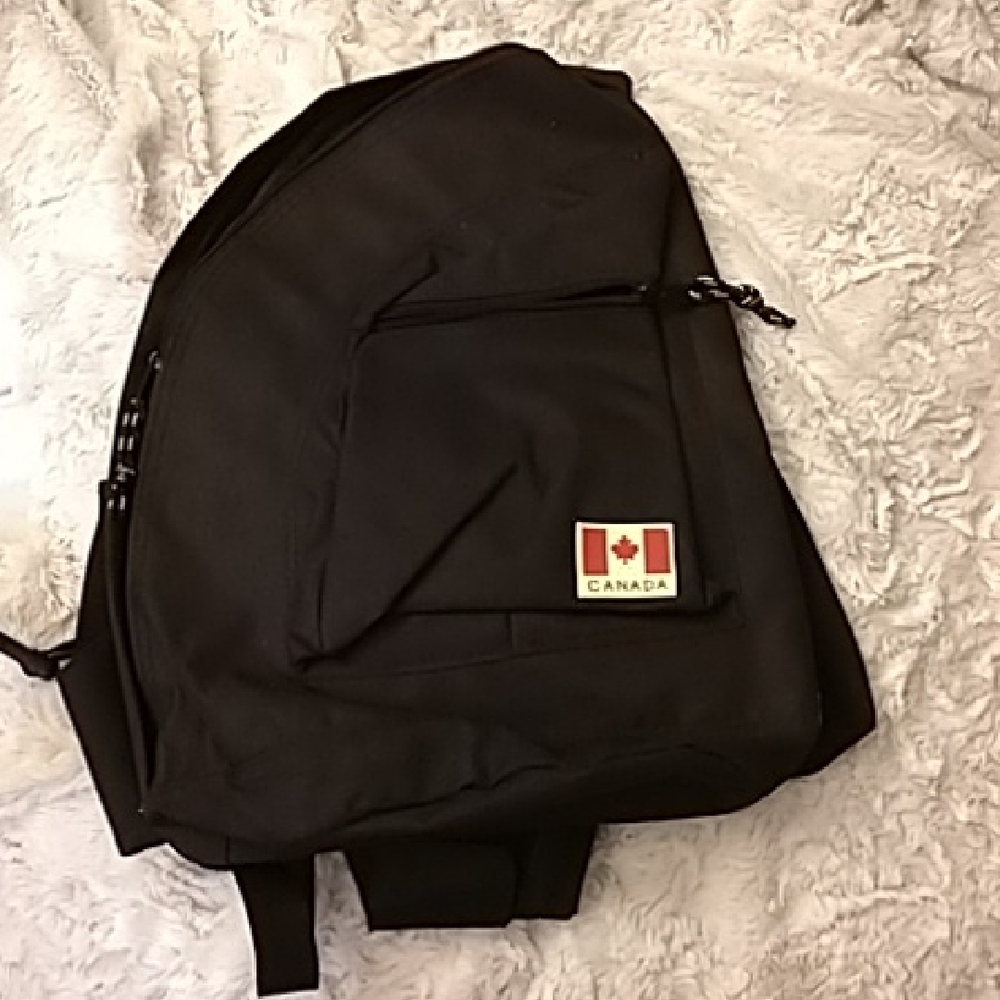 Black Nylon Backpack with Canada Patch